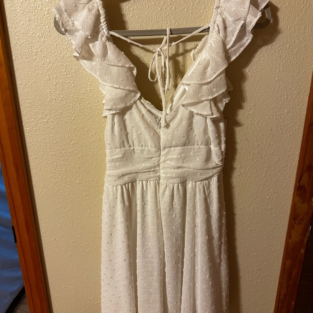 Altar'd State White Ruffled Strap Maxi Dress